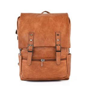 Rucsac-Unisex-Sacha-cu-USB-Maro-Deschis-1-fata