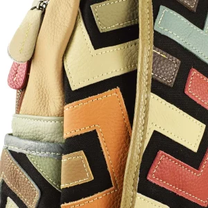 Rucsac dama Multicolor piele naturala detaliu (2)