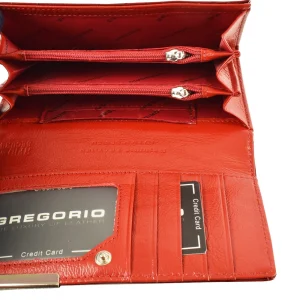Portofel dama Gregorio Black piele naturala RFID rosu interior 2