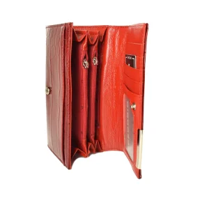 Portofel dama Gregorio Black piele naturala RFID rosu interior