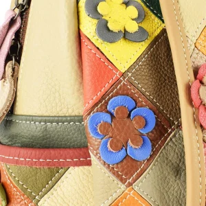 Rucsac dama Flowers piele naturala detaliu 2