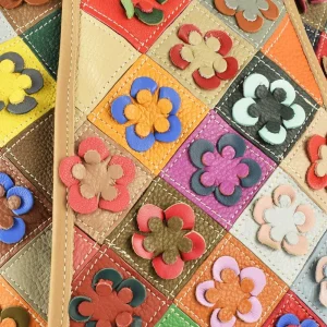 Rucsac dama Flowers piele naturala detaliu