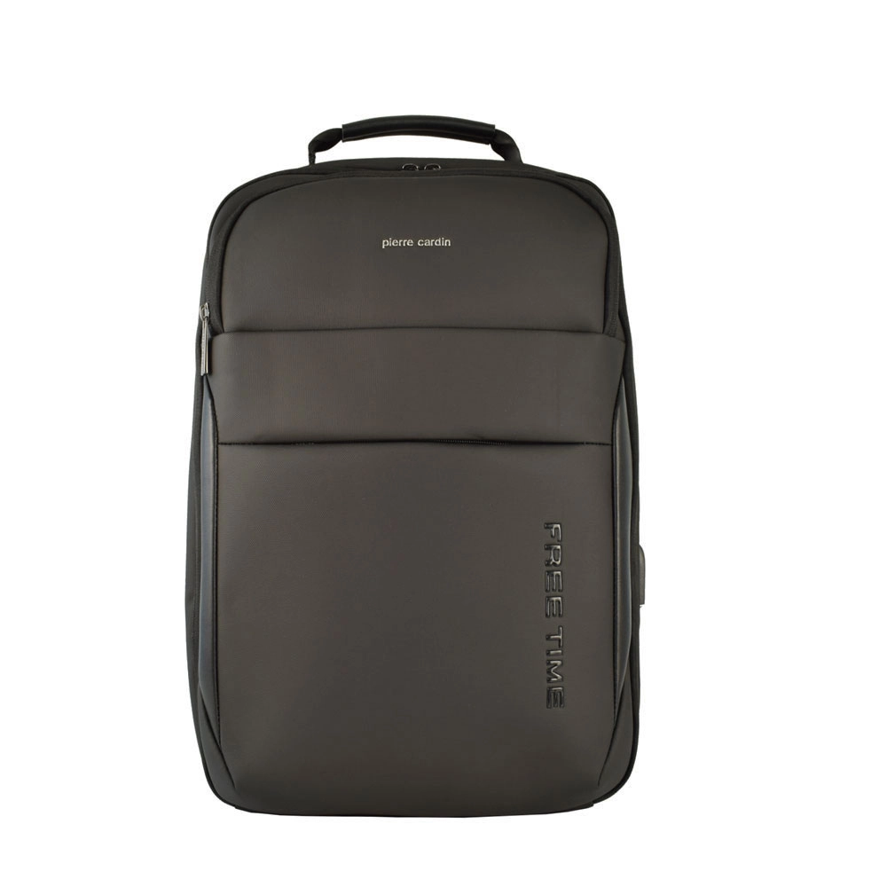 Rucsac barbati Pierre Cardin Laptop USB Negru fata